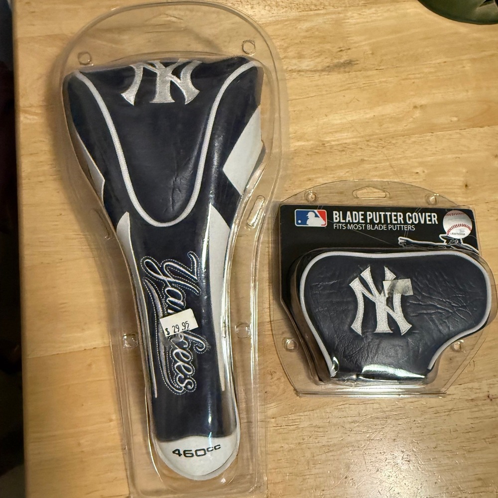 New York Yankees MLB Golf Headcover Set 460cc Driver and Blade Putter Cover New